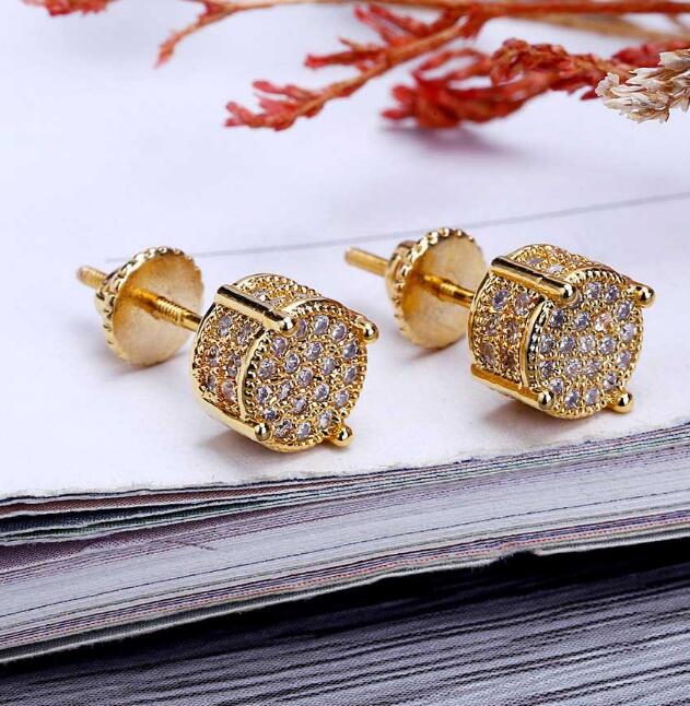 Golden Round Wedding Earrings