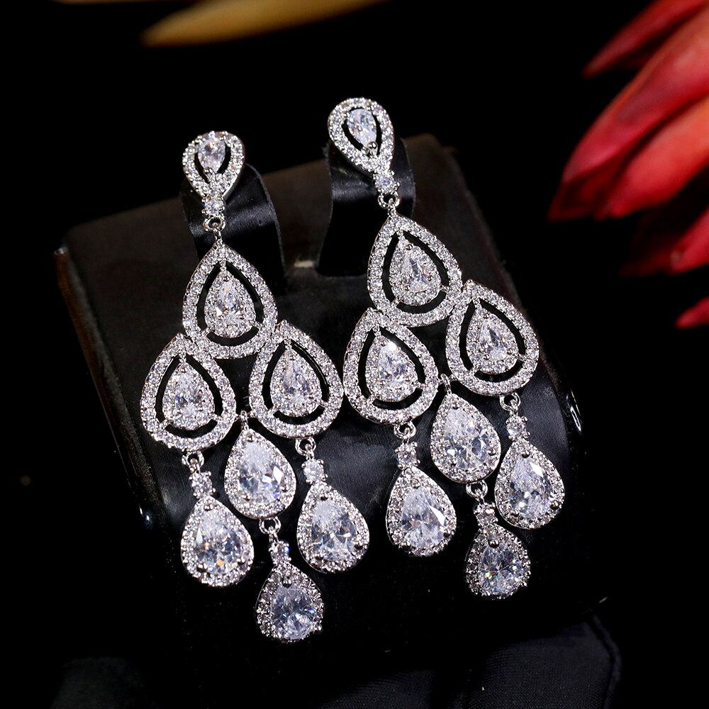 Cubic Zirconia Drop Earrings for Wedding