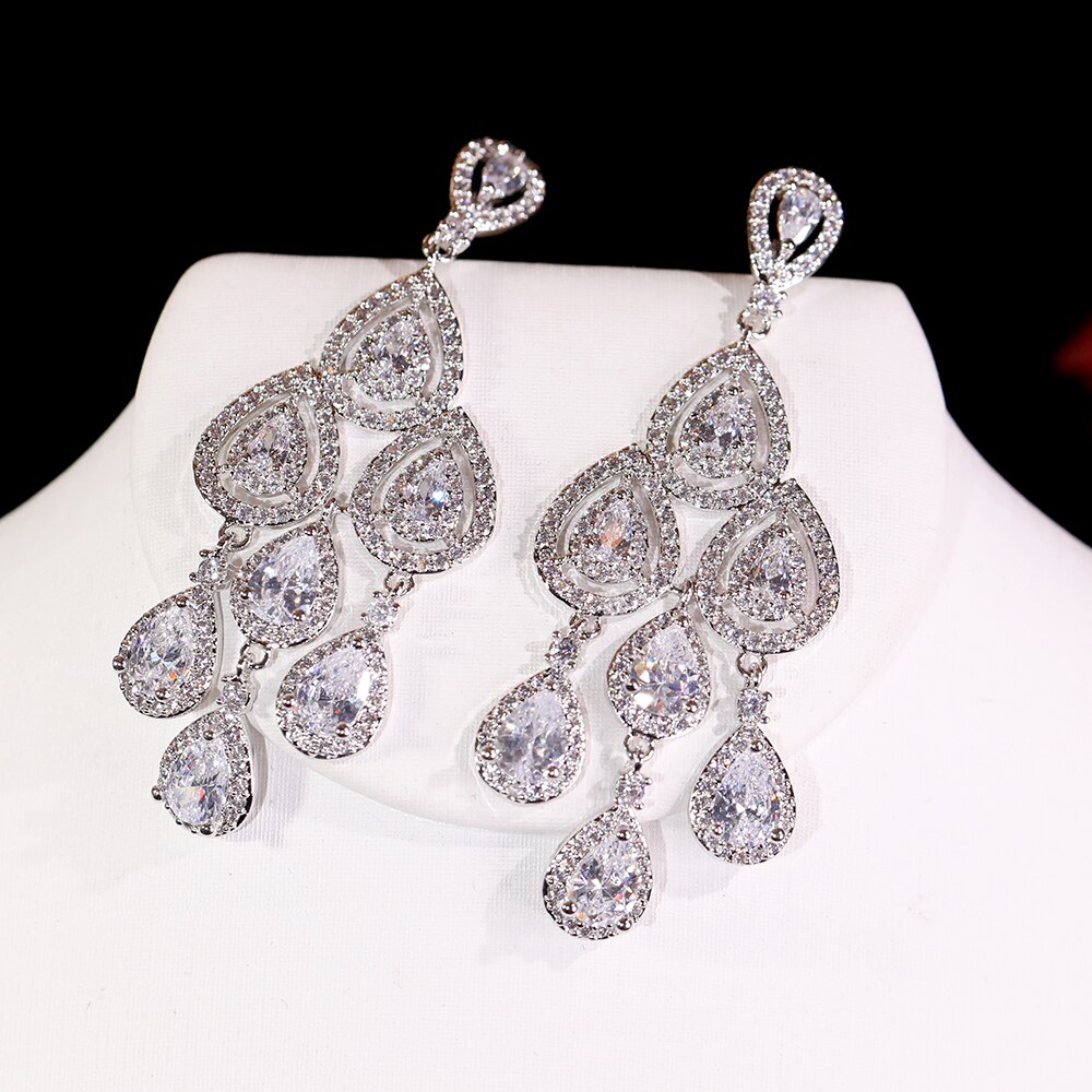 Cubic Zirconia Drop Earrings for Wedding