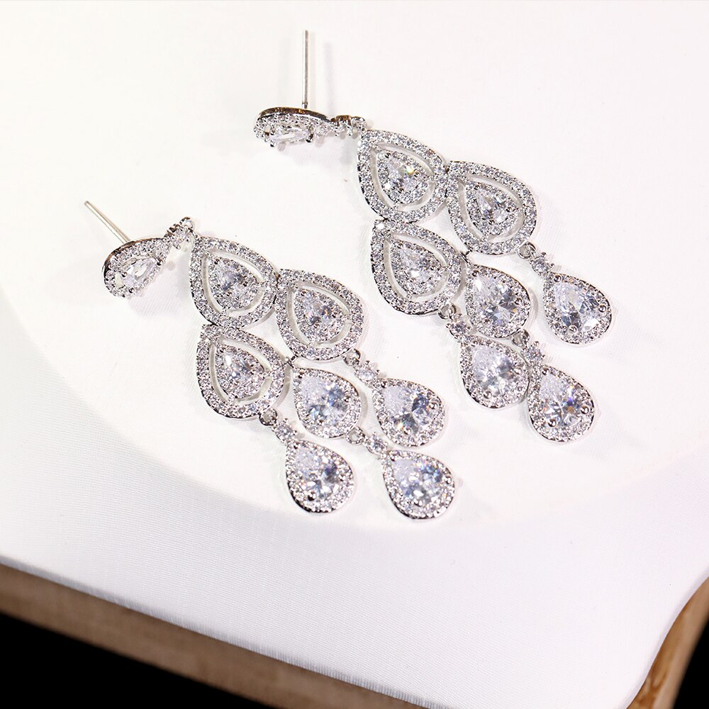 Cubic Zirconia Drop Earrings for Wedding