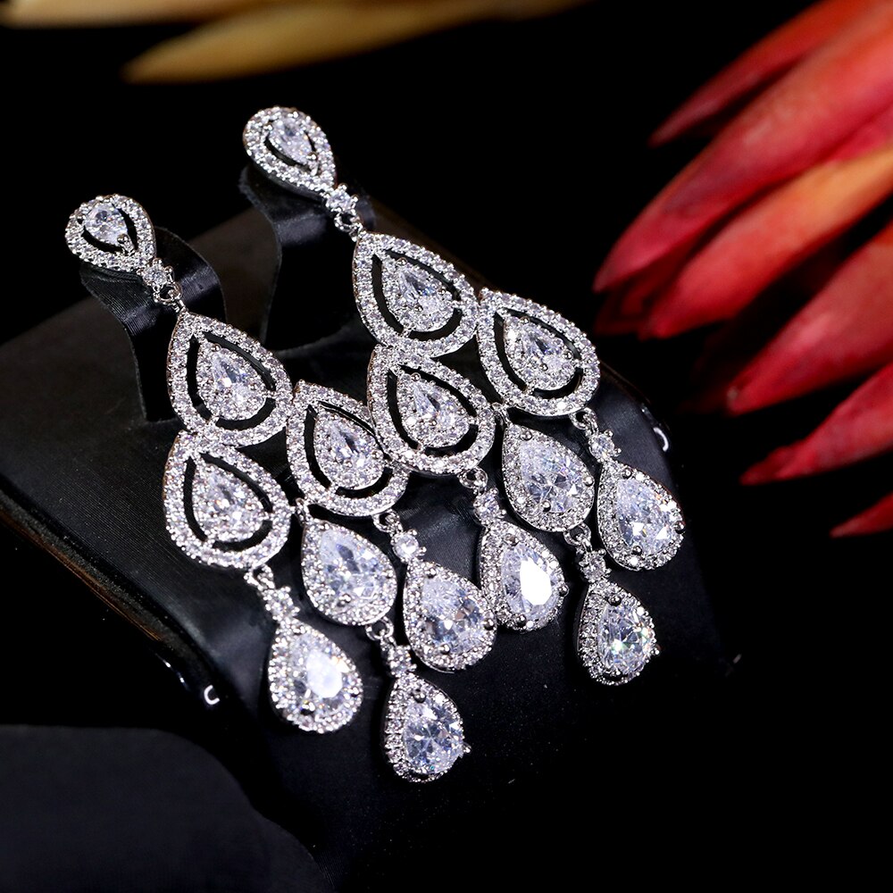 Cubic Zirconia Drop Earrings for Wedding