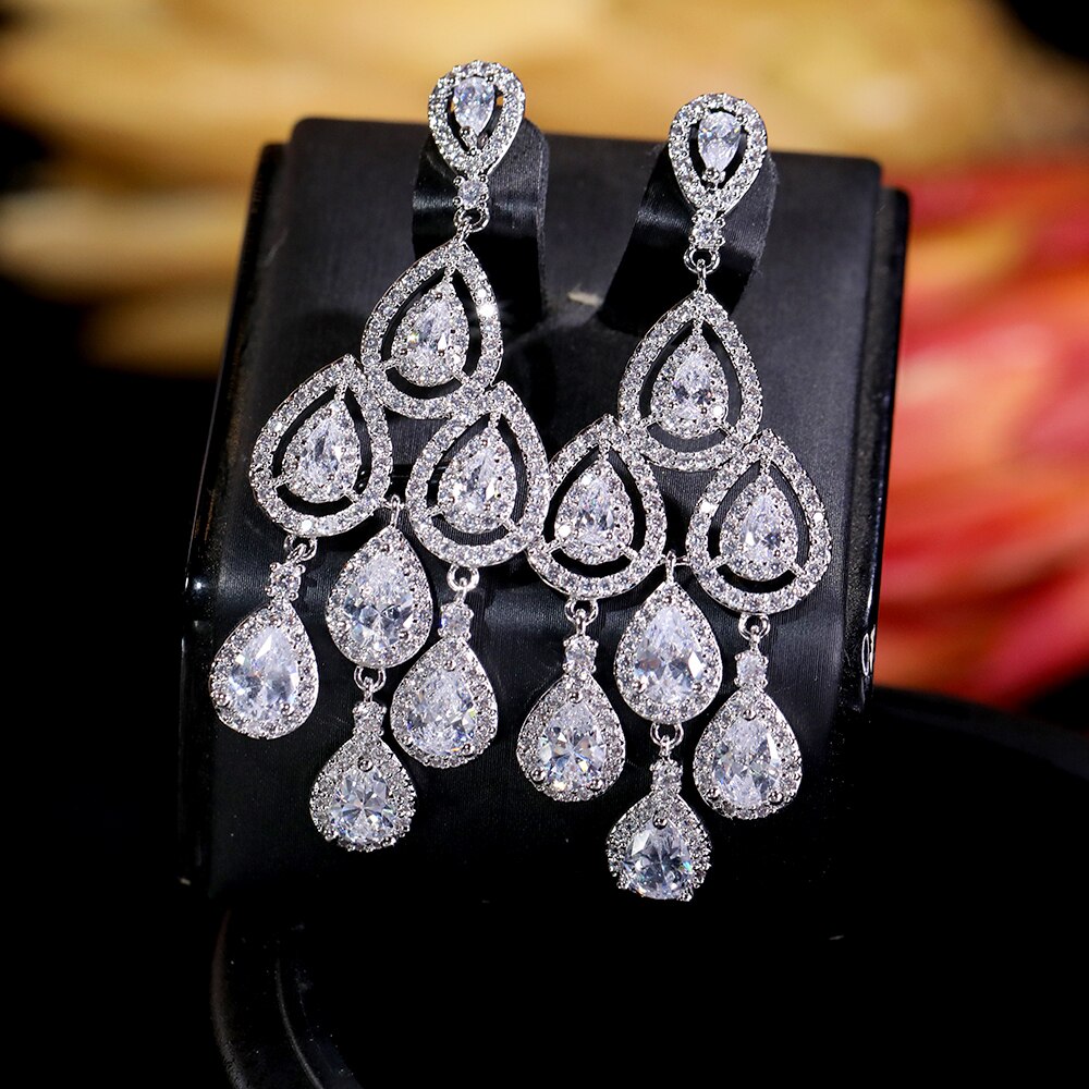 Cubic Zirconia Drop Earrings for Wedding