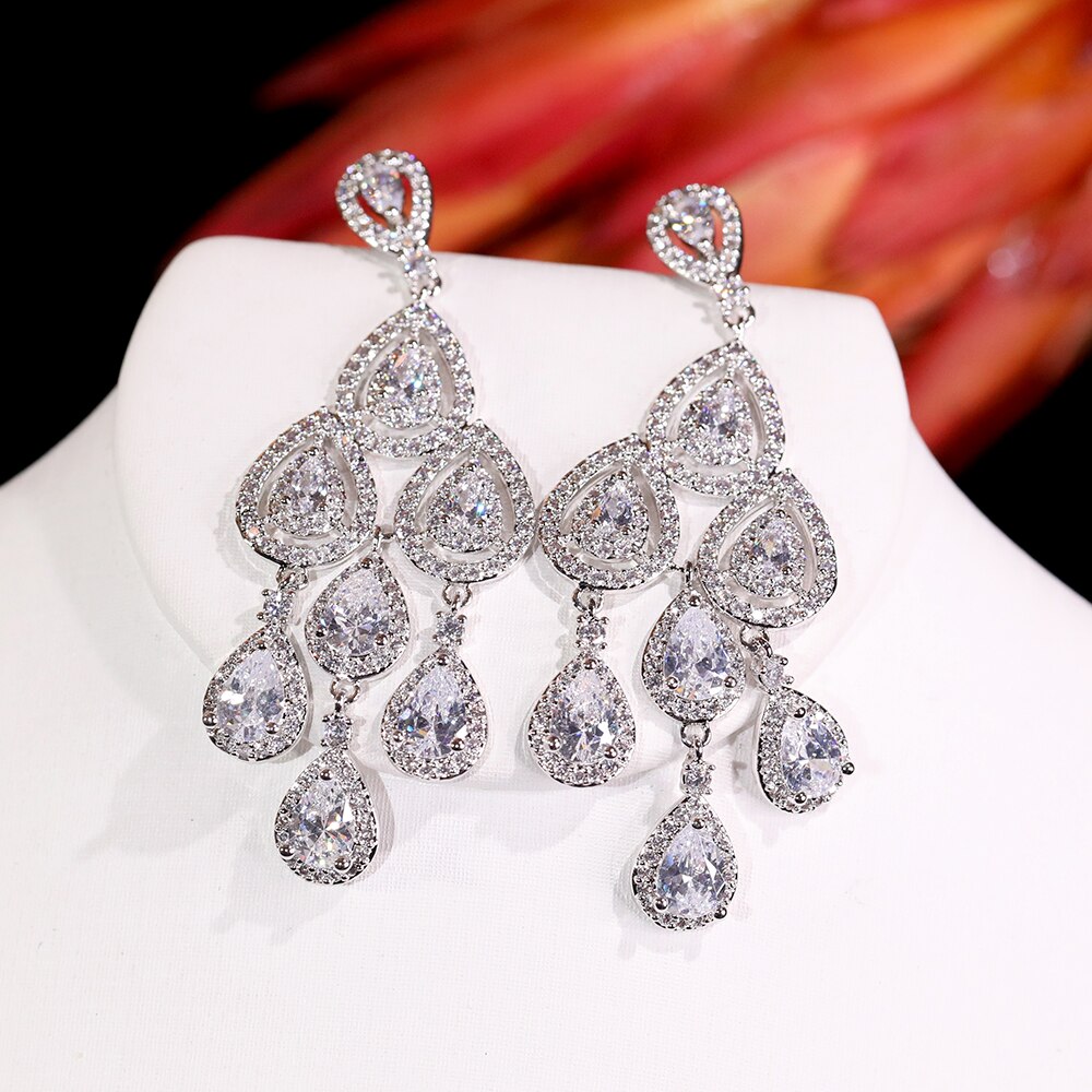 Cubic Zirconia Drop Earrings for Wedding