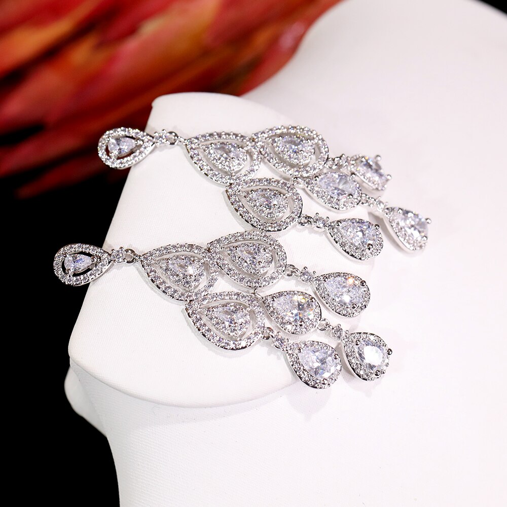 Cubic Zirconia Drop Earrings for Wedding