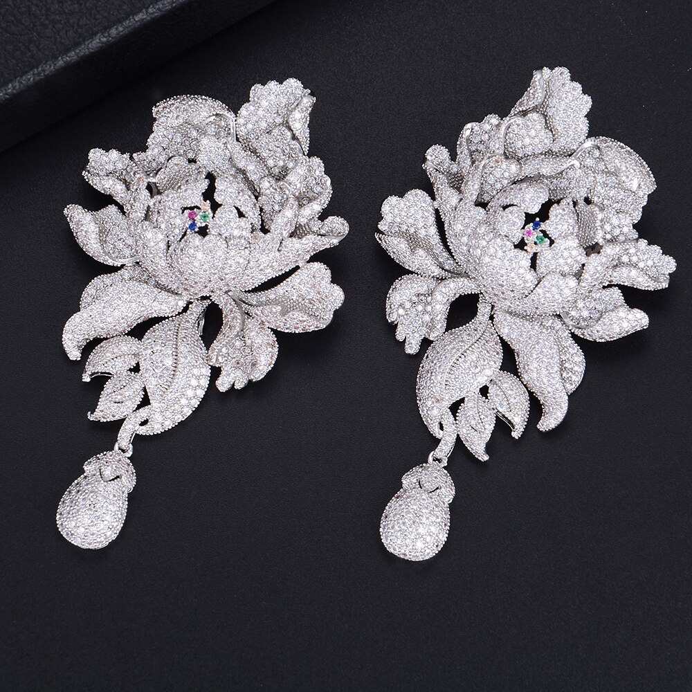 Luxury Peony Flower Wedding Earrings