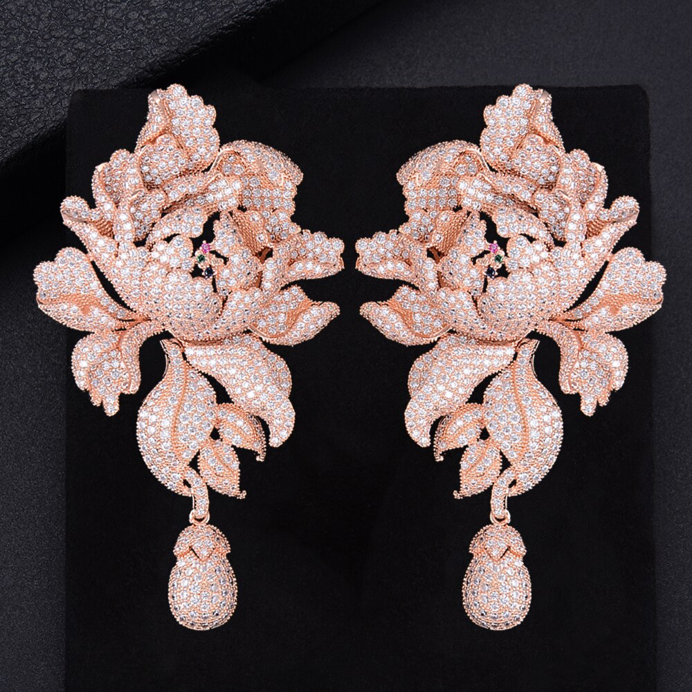 Luxury Peony Flower Wedding Earrings