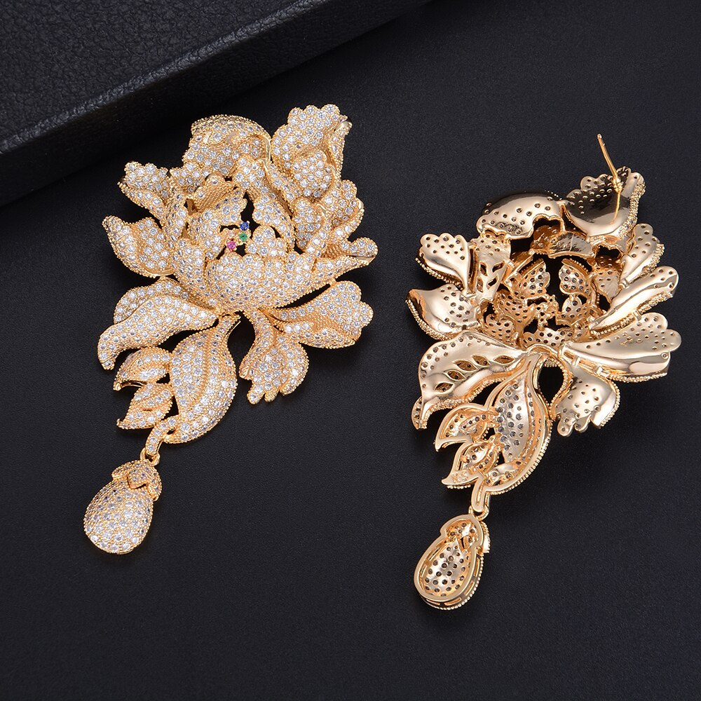 Luxury Peony Flower Wedding Earrings