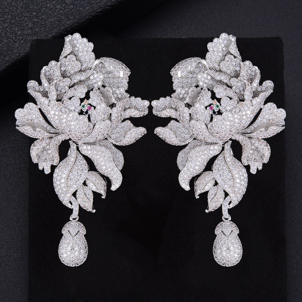 Luxury Peony Flower Wedding Earrings