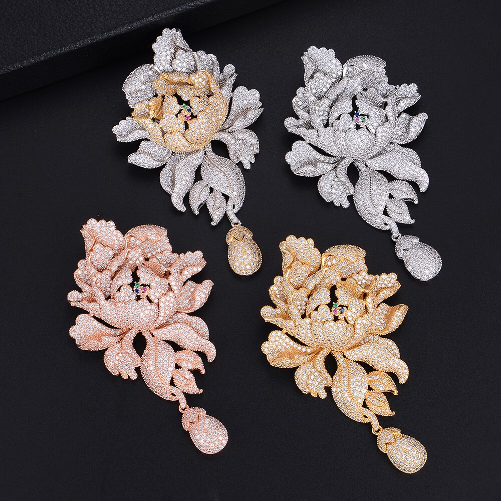 Luxury Peony Flower Wedding Earrings