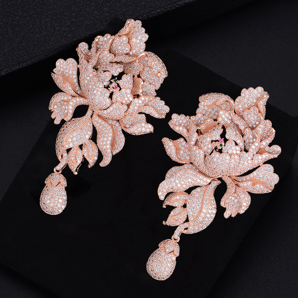 Luxury Peony Flower Wedding Earrings
