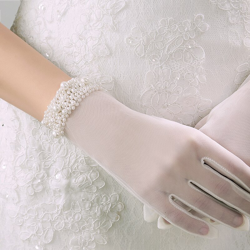 Women's Pearl Trim Bridal Gloves