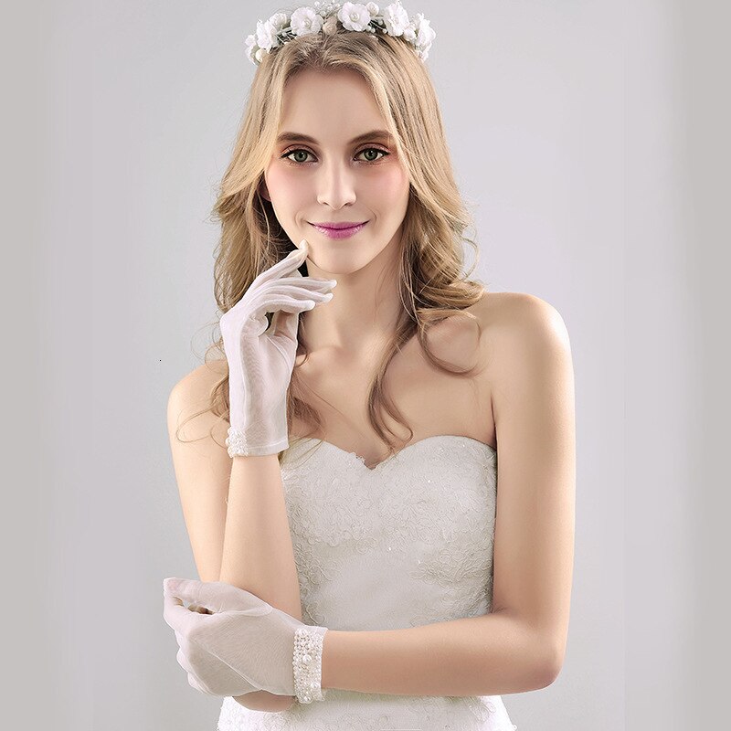 Women's Pearl Trim Bridal Gloves