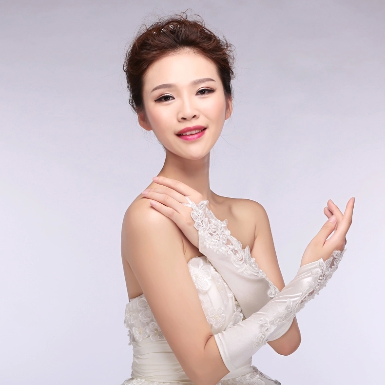 White Fingerless Elbow Length Gloves