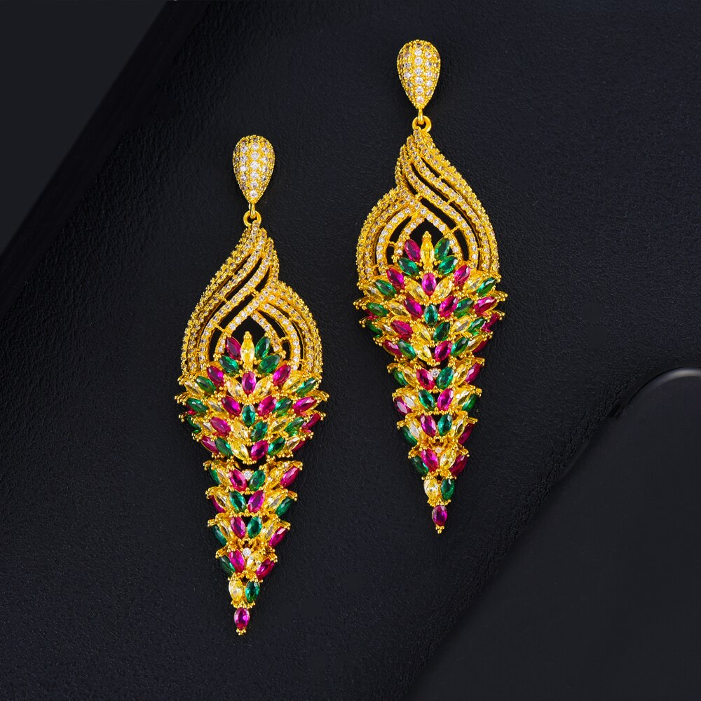 Multicolor Tassel Pendant Earrings for Brides