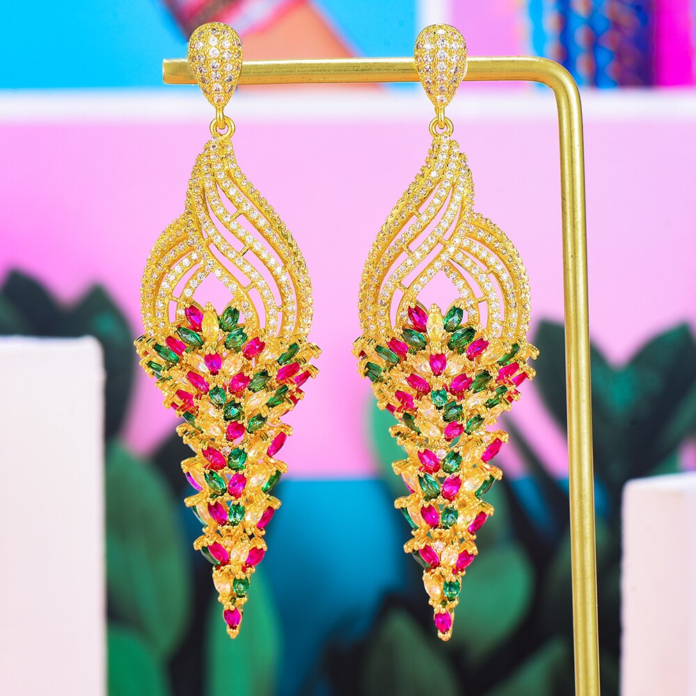 Multicolor Tassel Pendant Earrings for Brides