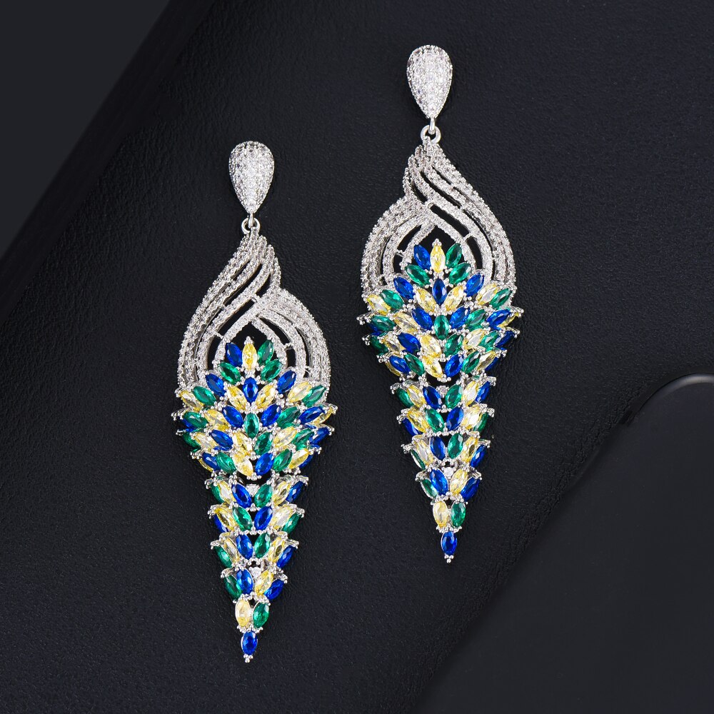 Multicolor Tassel Pendant Earrings for Brides