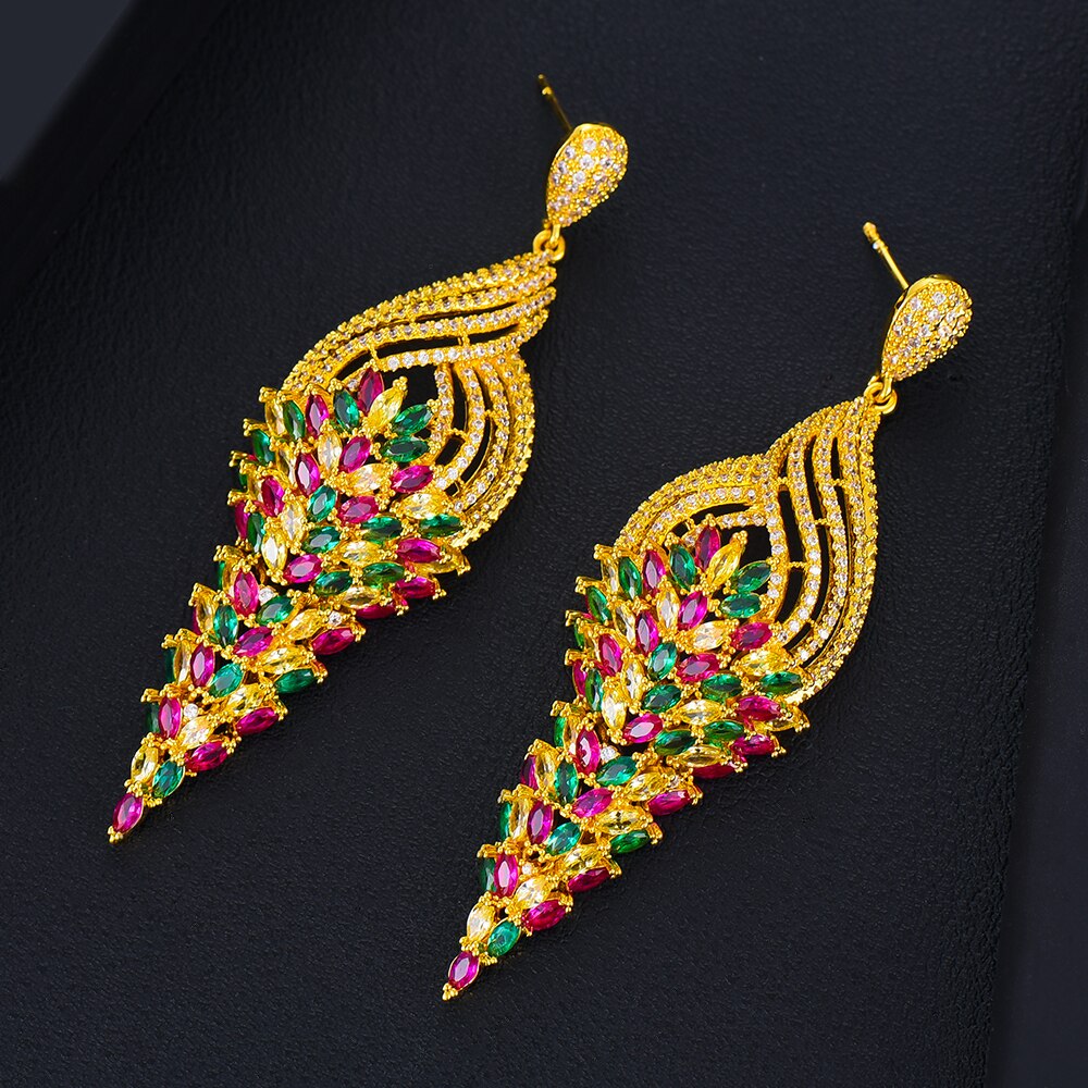 Multicolor Tassel Pendant Earrings for Brides