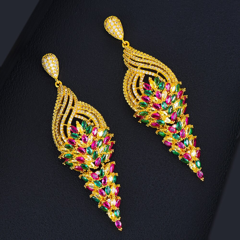 Multicolor Tassel Pendant Earrings for Brides